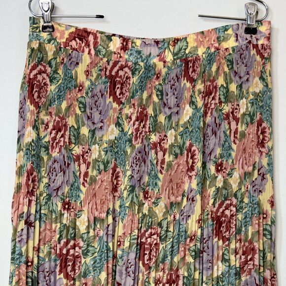 Vintage Knife Pleated Maxi Skirt M 90s Cottagecore Fairy Floral Grunge Bloomcore - Picture 4 of 10